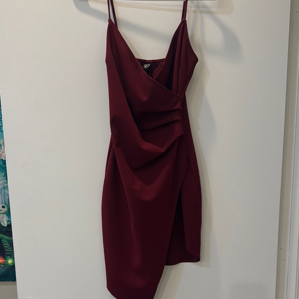 Elegant Burgundy Wrap Dress